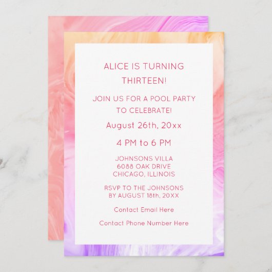 13e Verjaardag Roze Abstracte Artsy Custom Age Gir Kaart (Voorkant / Achterkant)