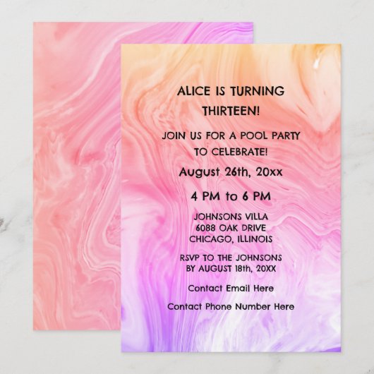 13e Verjaardag Roze Artsy Abstract Custom Age Girl Kaart (Voorkant / Achterkant)