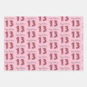 13e Verjaardag Roze Glitter Voor Meisje Inpakpapier Vel (Voorkant)