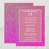 13e verjaardag Roze Gouden Glitters Dertien Cool Kaart (Voorkant / Achterkant)