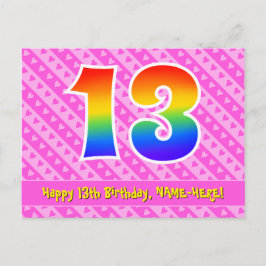 13e verjaardag: Roze strepen & harten, Regenboog 1 Briefkaart