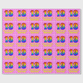 13e verjaardag: roze strips & harten, regenboognr. cadeaupapier (Vlak)