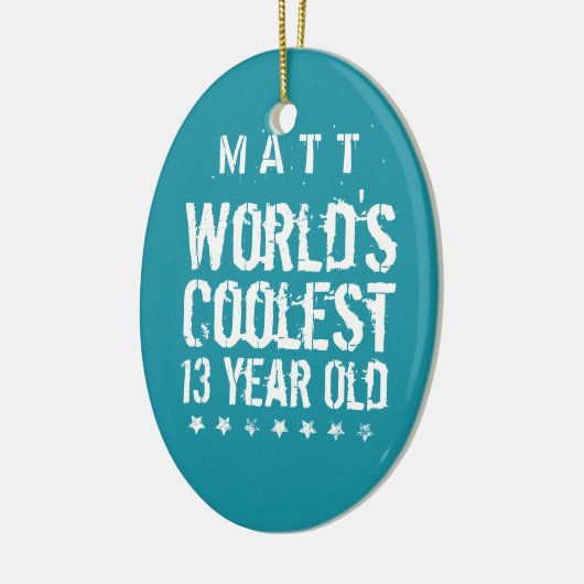 13e verjaardag 's werelds oudste 13-jarige Blauwgr Keramisch Ornament (Links)