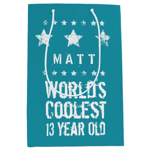 13e verjaardag 's werelds oudste 13-jarige Blauwgr Medium Cadeauzakje (Voorkant)