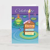 13e verjaardag Schattigee kikker Kaart (Voorkant)