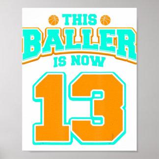 13e verjaardag Shirt voor jongens Basketball 13 ja Poster