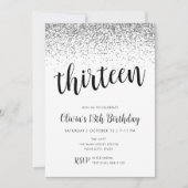 13e verjaardag Silver Glitter Confetti Kaart (Voorkant)
