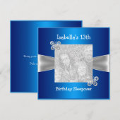 13e Verjaardag Sleepover Butterfly Foto blauw Kaart (Voorkant / Achterkant)