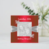 13e Verjaardag Sleepover Butterfly Foto rood Kaart (Staand voorkant)
