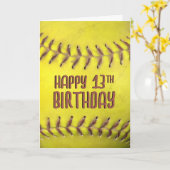 13e verjaardag Softbal Kaart (Gele Bloem)