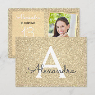 13e verjaardag Sparkle Luxury Gold Foto Kaart