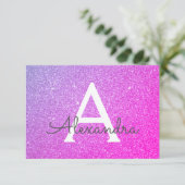 13e verjaardag Sparkle Paarse Roze Foto Kaart (Staand voorkant)