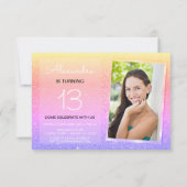 13e verjaardag Sparkle Rainbow Photo Kaart (Achterkant)