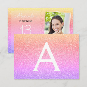 13e verjaardag Sparkle Rainbow Photo Kaart
