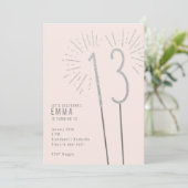 13e verjaardag Sparkler Meisje's Uitnodiging (Staand voorkant)