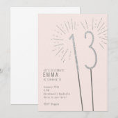 13e verjaardag Sparkler Meisje's Uitnodiging (Voorkant / Achterkant)