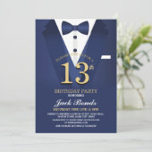 13e verjaardag Spy Suit Zwart Stropdas Navy Tiener Kaart (Staand voorkant)
