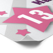 13e verjaardag Star Banner PINK PAARS SILVER V13B Poster (Hoek)