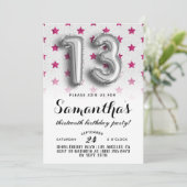 13e verjaardag Star Glitter Uitnodiging (Staand voorkant)