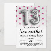 13e verjaardag Star Glitter Uitnodiging (Voorkant / Achterkant)