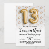 13e verjaardag Star Glitter Uitnodiging (Voorkant / Achterkant)