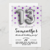 13e verjaardag Star Glitter Uitnodiging (Voorkant / Achterkant)