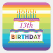 13e verjaardag Sticker met regenboogstrips (Voorkant)