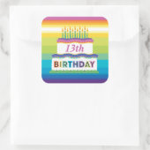13e verjaardag Sticker met regenboogstrips (Tas)