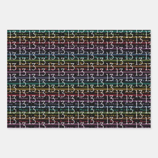 13e verjaardag Typografie Inpakpapier Vel (Voorkant 3)