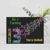 13e verjaardag, uitnodiging, Abstracte nummers, jo Kaart (Staand voorkant)