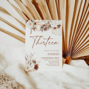 13E verjaardag Uitnodiging Boho Pampas