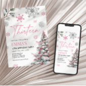 13e verjaardag uitnodiging, dertien verjaardag roz kaart