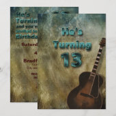 13e verjaardag uitnodiging - Guitar/Man (Voorkant / Achterkant)