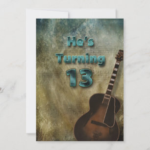 13e verjaardag uitnodiging - Guitar/Man
