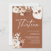 13E verjaardag Uitnodiging Terracotta Boho Pampas (Voorkant)