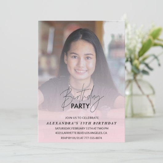 13e verjaardag uitnodiging Verjaardagsfeest Foto r (Staand voorkant)