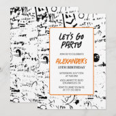 13e verjaardag uitnodigingen Boy Graffiti Paint Pa (Voorkant / Achterkant)