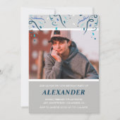 13e verjaardag uitnodigingen jongen Confetti Foto  (Voorkant)