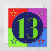 13e verjaardag Uitnodigingen - Neon Colors (Voorkant)