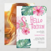 13e verjaardag Uitnodigingen Tropische Waterverven (Voorkant / Achterkant)