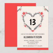 13e verjaardag uitnodigingen voor haar bloemenhart (Voorkant / Achterkant)