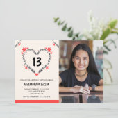 13e verjaardag uitnodigingen voor haar Bloemenhart (Staand voorkant)