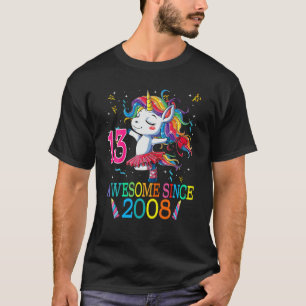 13e verjaardag Unicorn Geweldige sinds 2008 T-shirt