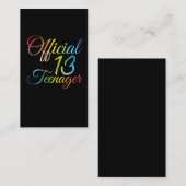 13e verjaardag van de Colorful Official Teenager 2 Visitekaartje (Voorkant / Achterkant)