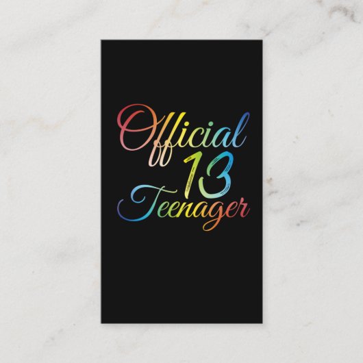 13e verjaardag van de Colorful Official Teenager 2 Visitekaartje (Voorkant)