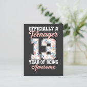 13e verjaardag van de Geweldige officiële tiener v Briefkaart (Staand voorkant)