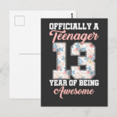 13e verjaardag van de Geweldige officiële tiener v Briefkaart (Voorkant / Achterkant)