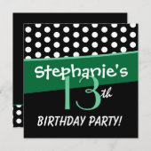 13e verjaardag van de juffrouw Cute Polka Dots for Kaart (Voorkant / Achterkant)