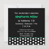 13e verjaardag van de juffrouw Cute Polka Dots for Kaart (Achterkant)