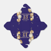 13e verjaardag van de marineblauw en goudballonnen bedankdoosjes (Uitgevouwen)